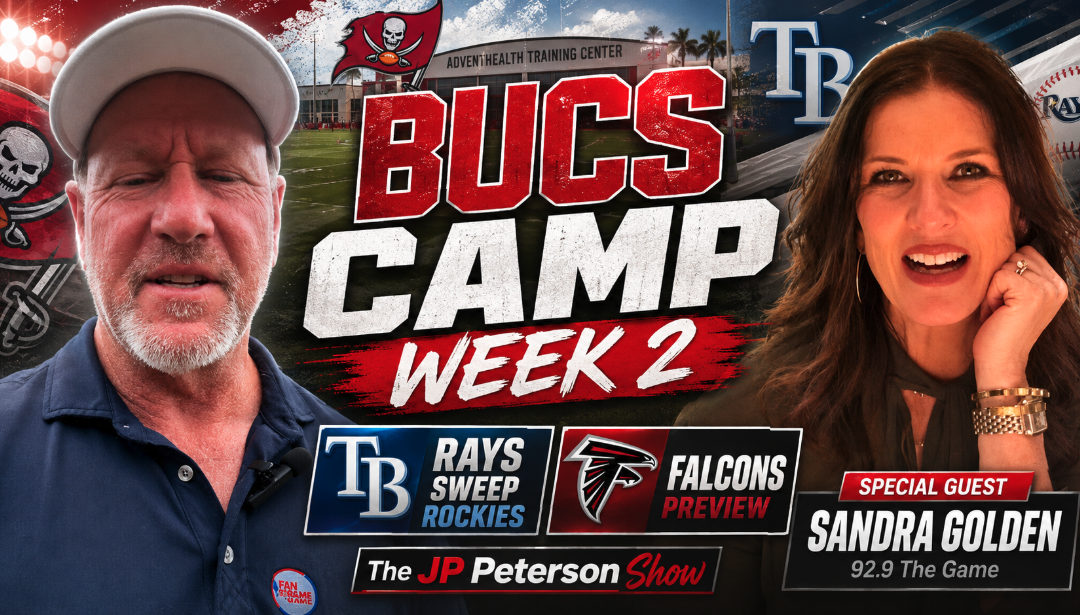 BUCS CAMP HEATS UP! Week 2 Report, Falcons Preview + Sandra Golden | JP Peterson Show